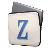 Trendy Medium Blue 3D-Anfangsbuchstabe | Linenfarb Laptopschutzhülle (Vorderseite Links)
