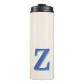 Trendy Medium Blue 3D-Anfangsbuchstabe | Linenfarb Thermosbecher (Vorderseite)