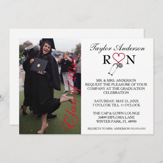 Trendy medizinische RN-SchulAbschluss-Mitteilung Einladung (Vorne/Hinten)
