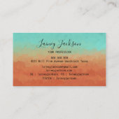 Trendy meergrün und gebrannt orange abstrakt visitenkarte (Rückseite)