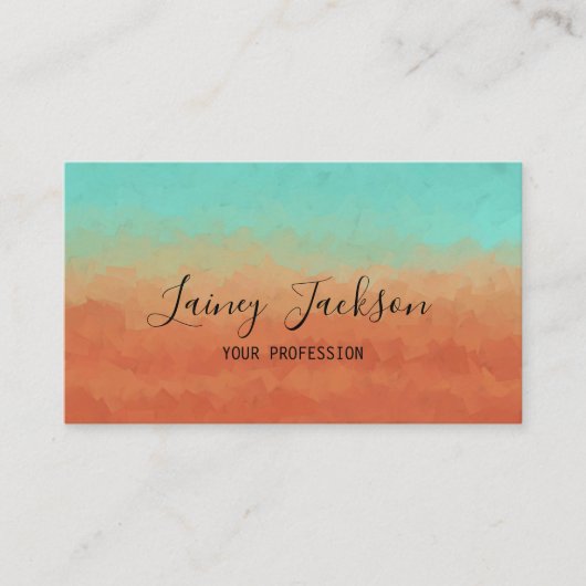 Trendy meergrün und gebrannt orange abstrakt visitenkarte (Vorderseite)