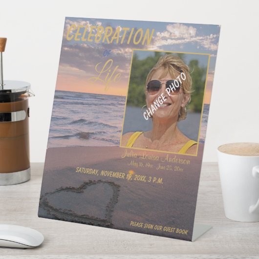 Trendy Memorial Funeral Beach Sunset Pedestal Schi Sockelschild (In Situ)