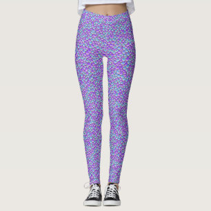 Trendy Mermaid Schwanz Lila Fischskala Muster Leggings
