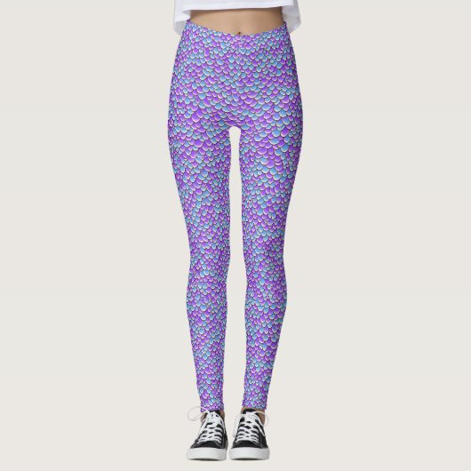 Trendy Mermaid Schwanz Lila Fischskala Muster Leggings (Vorderseite)