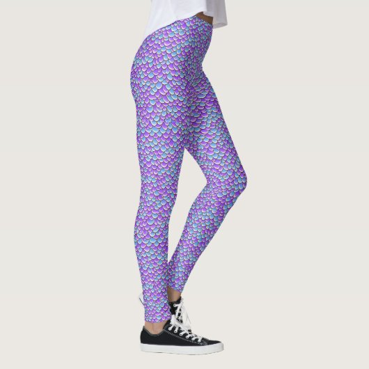 Trendy Mermaid Schwanz Lila Fischskala Muster Leggings (Rechts)