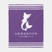 Trendy Mermaid Silhouette & White Stripes Fleecedecke (Vorderseite)