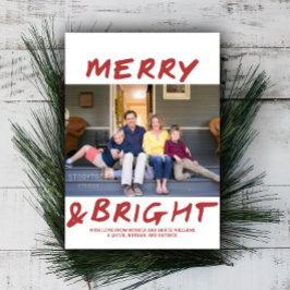 Trendy Merry and Bright Foto Card Wird Burgundy Feiertagskarte
