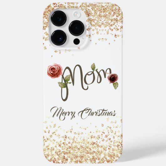 Trendy Merry Christmas Flower & Sparkling Mama Case-Mate iPhone Hülle (Rückseite)