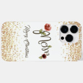 Trendy Merry Christmas Flower & Sparkling Mama Case-Mate iPhone Hülle (Rückseite (Horizontal))