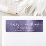 Trendy Merry Christmas Heart Script Metal Lavender<br><div class="desc">Trendy Merry Christmas Heart Script Metal Lavender Label</div>