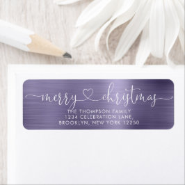 Trendy Merry Christmas Heart Script Metal Lavender