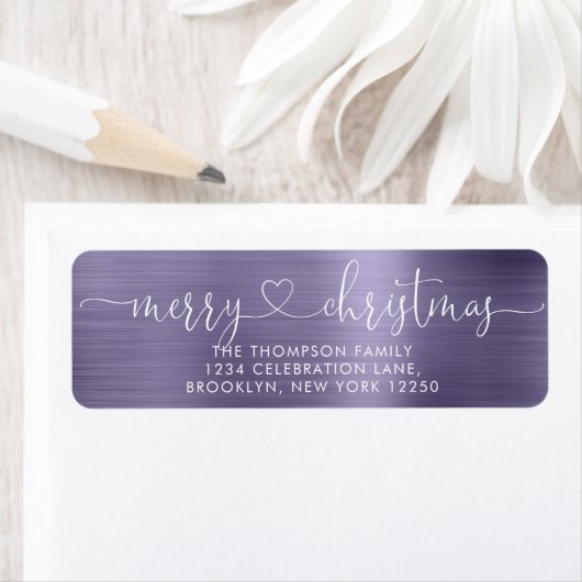 Trendy Merry Christmas Heart Script Metal Lavender (Insitu)