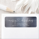 Trendy Merry Christmas Heart Script Metal Silver<br><div class="desc">Trendy Merry Christmas Heart Script Metallic Gray Label</div>