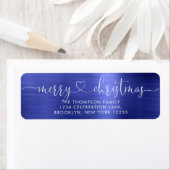 Trendy Merry Christmas Heart Script Metallic Blue (Insitu)