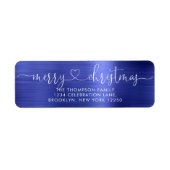 Trendy Merry Christmas Heart Script Metallic Blue (Vorne)