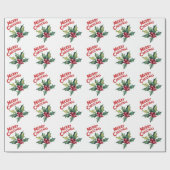 Trendy Merry Christmas Holly und Berries Pattern Geschenkpapier (Flach)