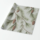 Trendy Merry Christmas Pine Cones and Branches     Geschenkpapier (Ungerollt)