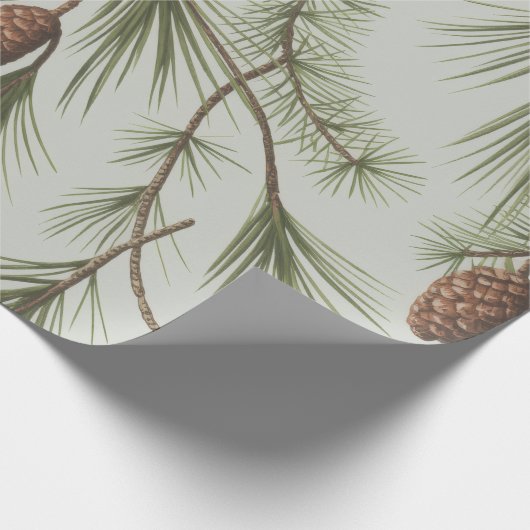 Trendy Merry Christmas Pine Cones and Branches     Geschenkpapier (Ecke)