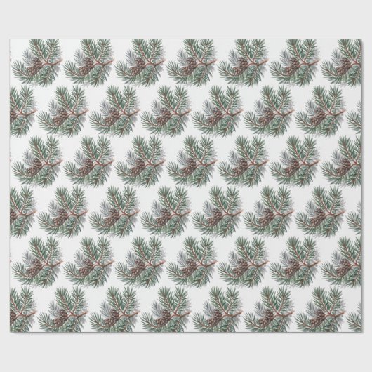Trendy Merry Christmas Pine Cones and Branches Geschenkpapier (Flach)