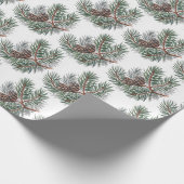 Trendy Merry Christmas Pine Cones and Branches Geschenkpapier (Ecke)