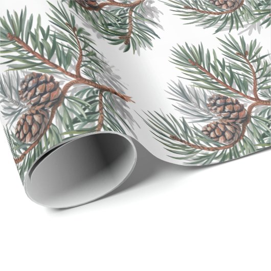 Trendy Merry Christmas Pine Cones and Branches     Geschenkpapier (Rolleneckpunkt)