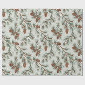 Trendy Merry Christmas Pine Cones and Branches Geschenkpapier (Flach)