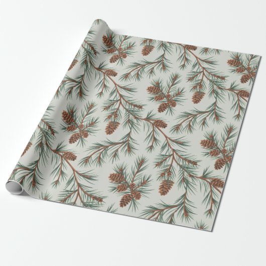Trendy Merry Christmas Pine Cones and Branches Geschenkpapier (Ungerollt)