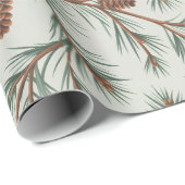 Trendy Merry Christmas Pine Cones and Branches Geschenkpapier (Rolleneckpunkt)