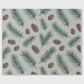 Trendy Merry Christmas Pine Cones and Branches     Geschenkpapier (Flach)