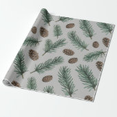 Trendy Merry Christmas Pine Cones and Branches Geschenkpapier (Ungerollt)