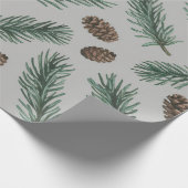 Trendy Merry Christmas Pine Cones and Branches     Geschenkpapier (Ecke)