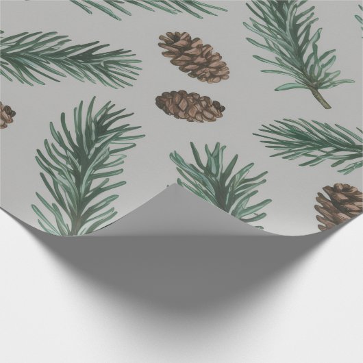 Trendy Merry Christmas Pine Cones and Branches Geschenkpapier (Ecke)