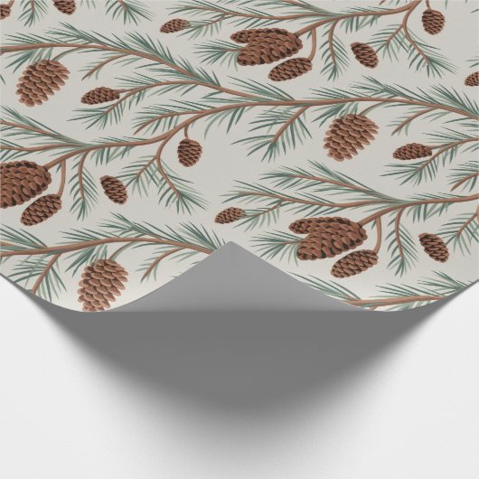 Trendy Merry Christmas Pine Cones and Branches Geschenkpapier (Ecke)