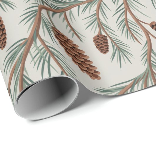 Trendy Merry Christmas Pine Cones and Branches     Geschenkpapier (Rolleneckpunkt)