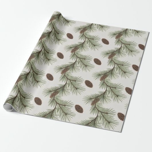 Trendy Merry Christmas Pine Cones and Branches     Geschenkpapier (Ungerollt)