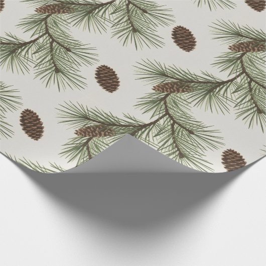 Trendy Merry Christmas Pine Cones and Branches Geschenkpapier (Ecke)