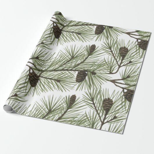 Trendy Merry Christmas Pine Cones and Branches Geschenkpapier (Ungerollt)