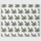 Trendy Merry Christmas Pine Cones and Branches Geschenkpapier (Flach)