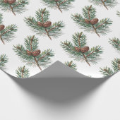 Trendy Merry Christmas Pine Cones and Branches Geschenkpapier (Ecke)