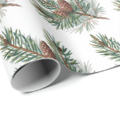 Trendy Merry Christmas Pine Cones and Branches Geschenkpapier (Rolleneckpunkt)
