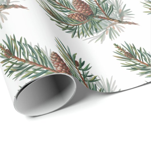 Trendy Merry Christmas Pine Cones and Branches Geschenkpapier (Rolleneckpunkt)