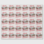Trendy Merry Christmas Santa Sleigh Reindeer Geschenkpapier (Flach)