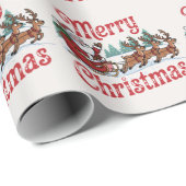Trendy Merry Christmas Santa Sleigh Reindeer Geschenkpapier (Rolleneckpunkt)