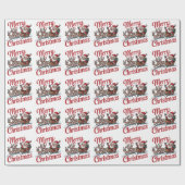 Trendy Merry Christmas Santa Sleigh Reindeer Geschenkpapier (Flach)