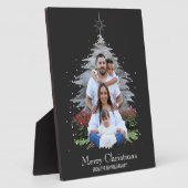 Trendy Merry Christmas Tree Silhouette Foto Gray Fotoplatte (Seite)