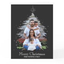 Trendy Merry Christmas Tree Silhouette Foto Gray