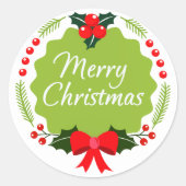 Trendy Merry Christmas Wreath Sticker (Vorderseite)
