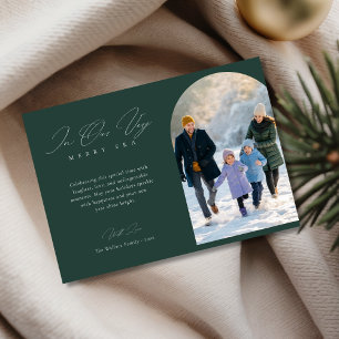 Trendy Merry Era Winter Family Arch Foto Green Feiertagskarte