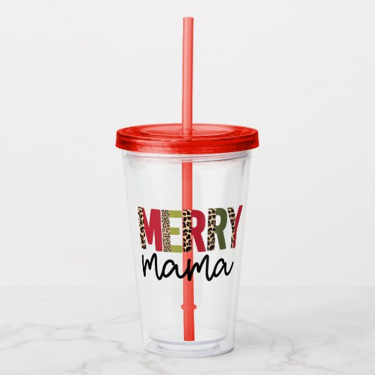 Trendy "Merry Mama" Weihnachten Acryltrinkbecher (Vorderseite)