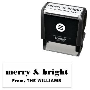 Trendy Merry und Bright Bold Chirstmas sagen Name Permastempel